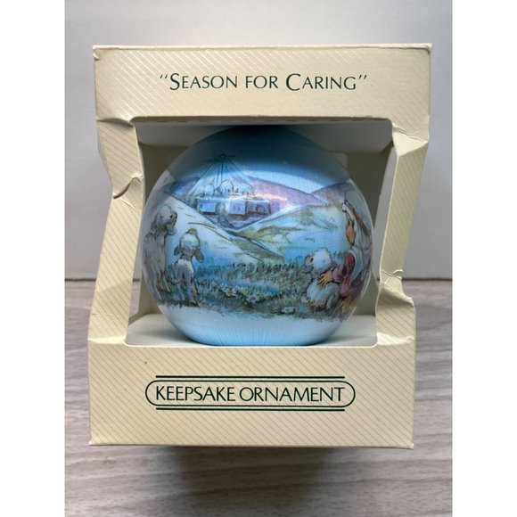 Hallmark Satin Ball Ornament Season of Caring Shepherd Vintage Christmas 1982 - Picture 3 of 9